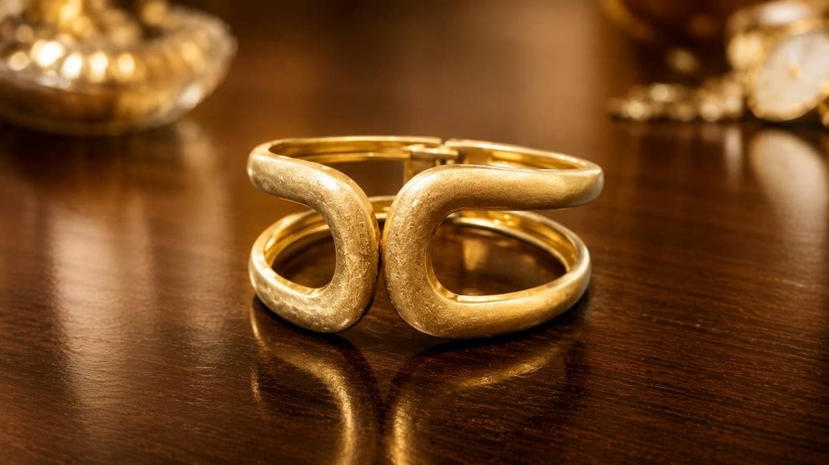 Trendy Gold-Tone Open Cuff Bracelet for Women | Stylish Geometric Statement Bangle